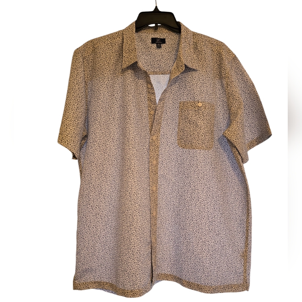 George button shirt, size 2X, white color with small black flowers.